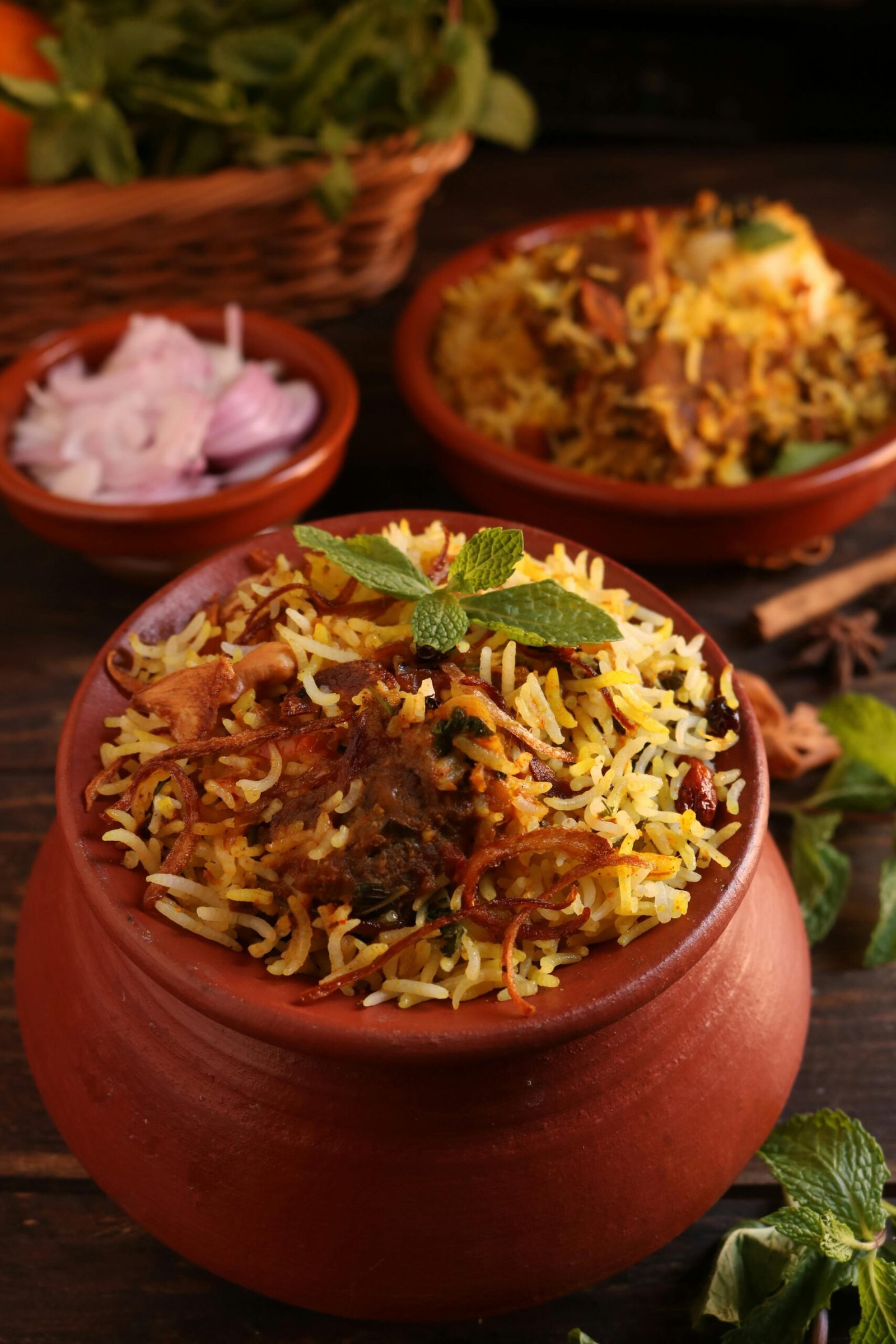 Brown Ceramic Bowl With Food